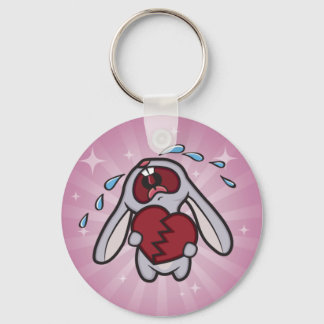 Broken Hearted Bunny with Pink Sunburst Key Ring
