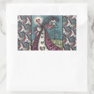 BROKEN HEARTED WEEPING VALENTINE, CEMETERY GOTH RECTANGULAR STICKER
