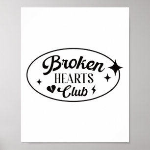 Broken Hearts Club Valentine Retro Alternative Sty Poster