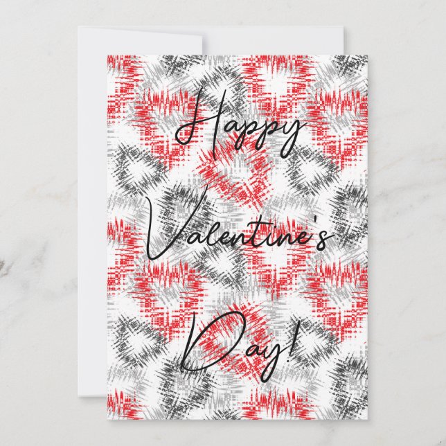 Broken hearts in red and grey on white invitation (Front)