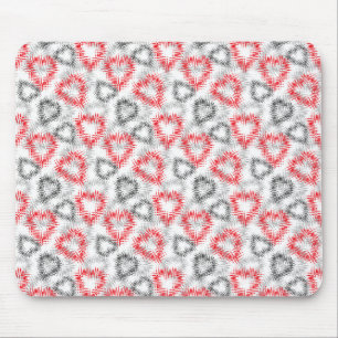 Broken hearts in red and grey on white mouse pad