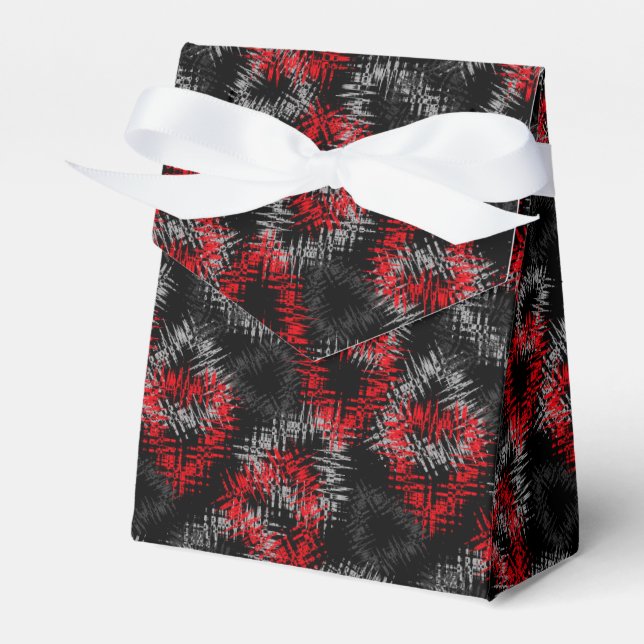 Broken hearts red and grey on black background favour box (Front Side)