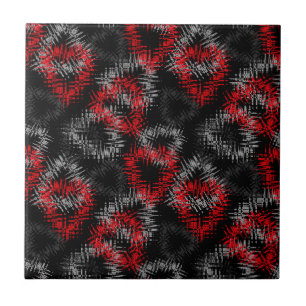 Broken hearts red and grey on black background tile