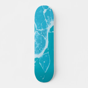 Broken Ice Abstract Art on Light Teal Blue Skateboard
