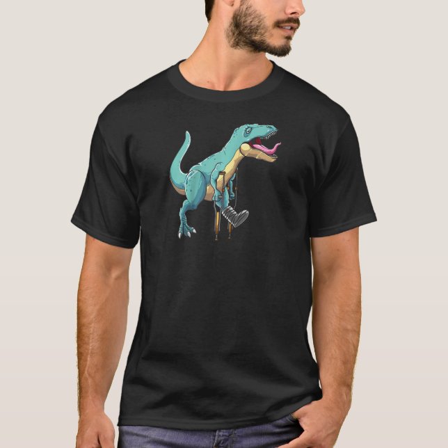 Broken Leg Dinosaur Cute Dino Bone Injury Funny Pa T-Shirt (Front)
