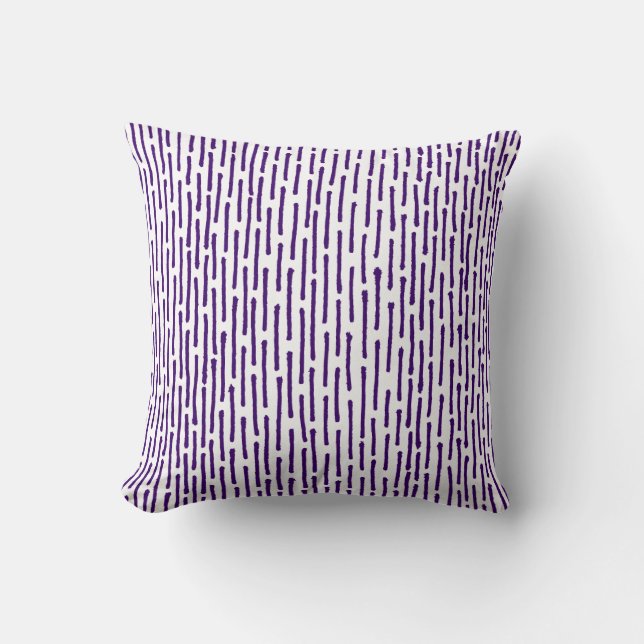 Broken Lines - Dp Purple on White Cushion (Front)