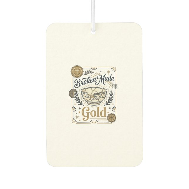 Broken Made Gold Jesus Kintsugi Broken Pottery Chr Car Air Freshener (Front)