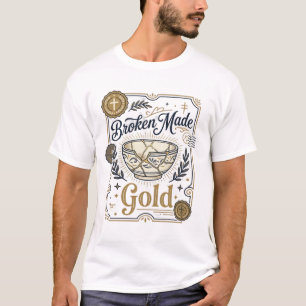 Broken Made Gold Jesus Kintsugi Broken Pottery Chr T-Shirt