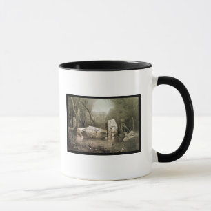 Broken Mayan idol at Copan, Guatemala Mug