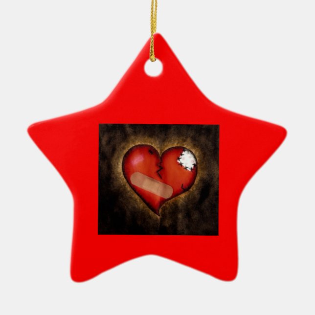 Broken/Mending Heart-ornament Ceramic Tree Decoration (Front)