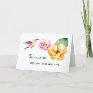 Broken Nose Thinking of You Flowers Card