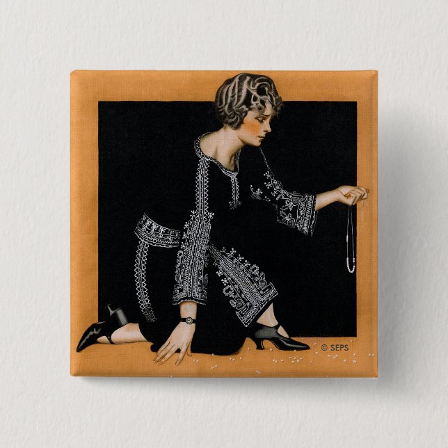 Broken Pearl Necklace 15 Cm Square Badge (Front)