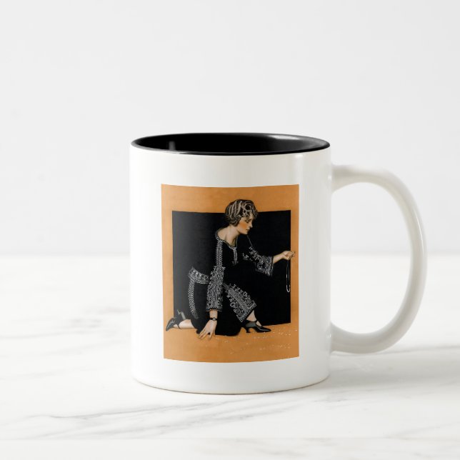 Broken Pearl Necklace Two-Tone Coffee Mug (Right)