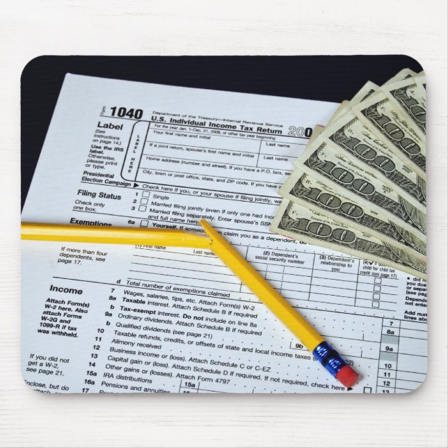 Broken Pencil On Tax Form Mouse Pad (Front)