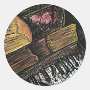 Broken Piano Classic Round Sticker
