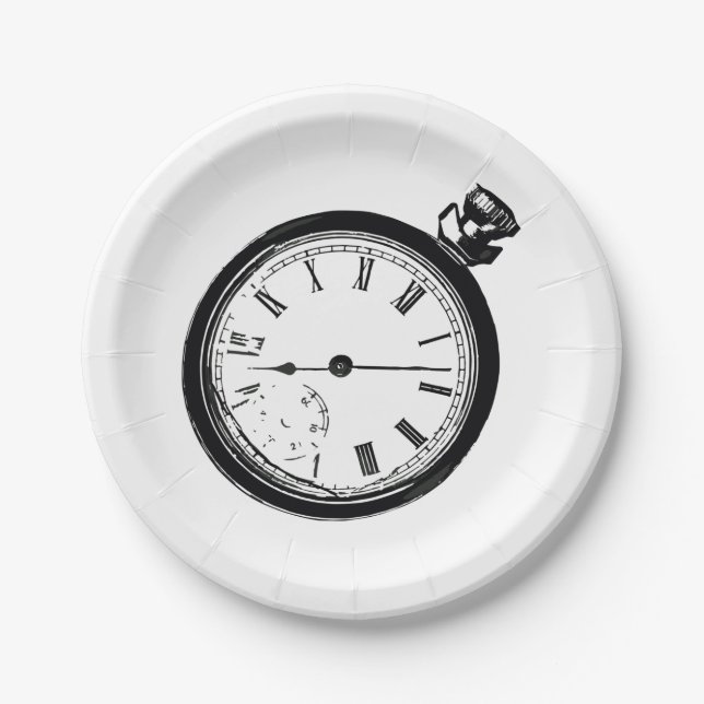 Broken Pocket Watch Paper Plate (Front)