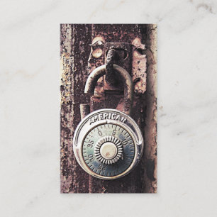 Broken Rusty American Padlock Security Business Card