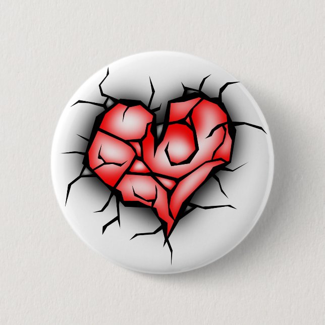Broken & Shattered Heart 6 Cm Round Badge (Front)