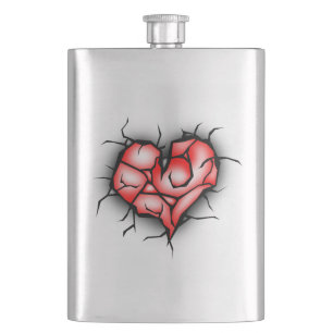 Broken & Shattered Heart Hip Flask