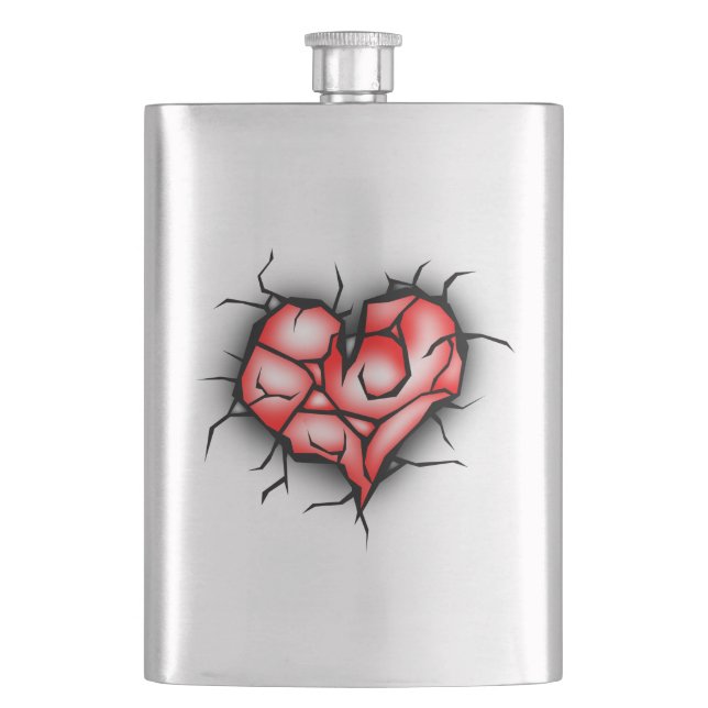 Broken & Shattered Heart Hip Flask (Front)