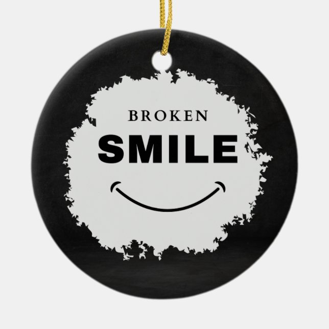 Broken Smile - Emotional Aesthetic Ceramic Ornamen Ceramic Tree Decoration (Front)