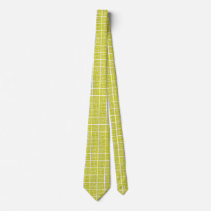 Broken Squares - Banana Yellow on White Tie