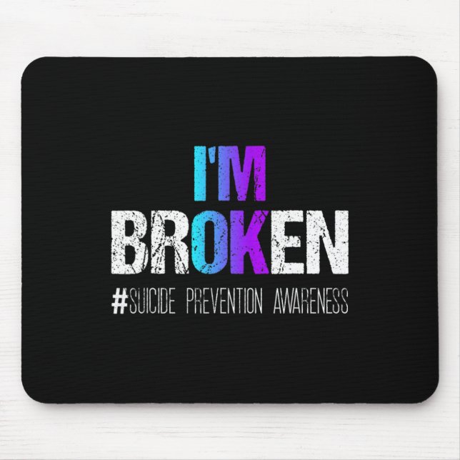Broken Teal And Purple Ribbon Suicide Prevention A Mouse Pad (Front)