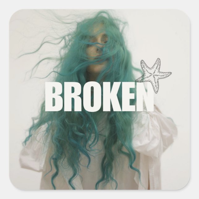 BROKEN teal-haired figure sticker (Front)