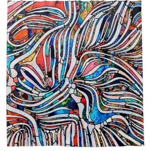 Broken Textures. Unity of Stained Glass series. Ab Shower Curtain