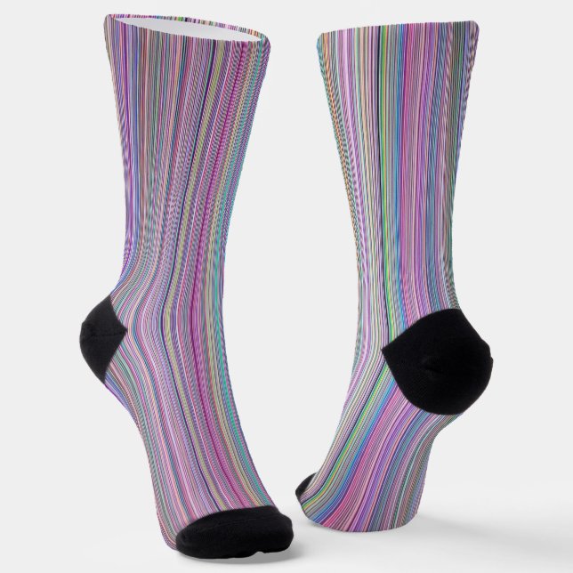 Broken TV screen Rainbow stripe Socks (Angled)