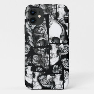 Broken up, fractured images of rose skull in black Case-Mate iPhone case