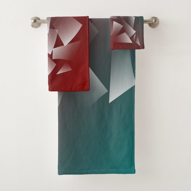 broken white on teal burgundy bath towel set (Insitu)