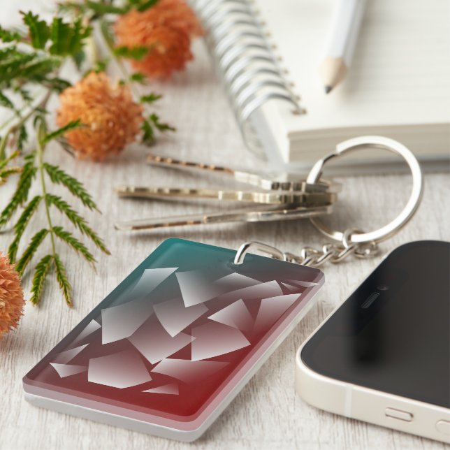 broken white on teal burgundy key ring (Front Right)