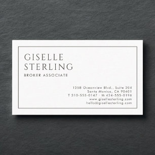 Broker Associate Luxury Minimalist Black White Business Card