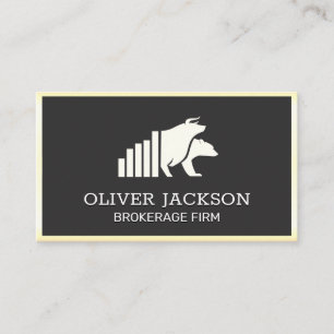 Brokerage Firm Bull Bear Logo Finance Business Card