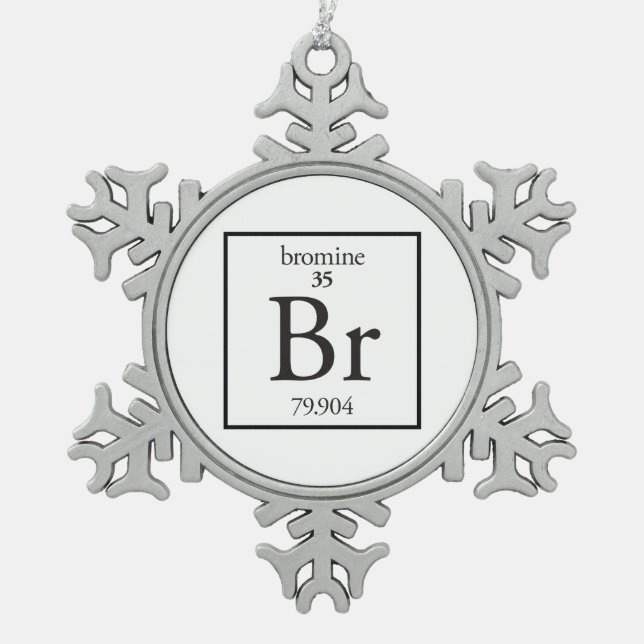 Bromine Snowflake Pewter Christmas Ornament (Front)