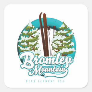 Bromley Mountain Peru Vermont US Ski logo Square Sticker