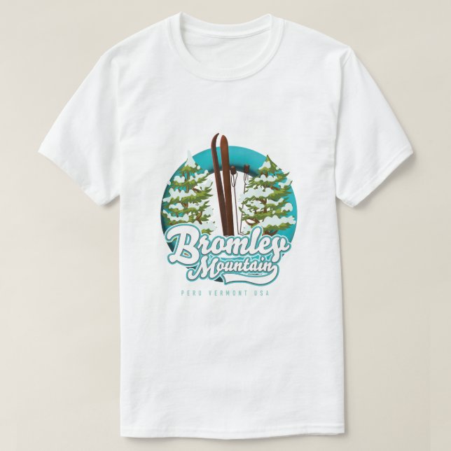 Bromley Mountain Peru Vermont US Ski logo T-Shirt (Design Front)
