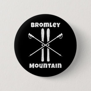 Bromley Mountain Vermont Skier Skiing Skis Ski Dow 6 Cm Round Badge