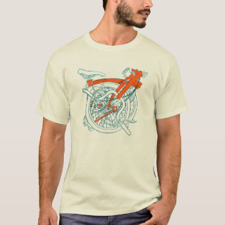 Brompton bicycle T-shirt, blue and orange. T-Shirt