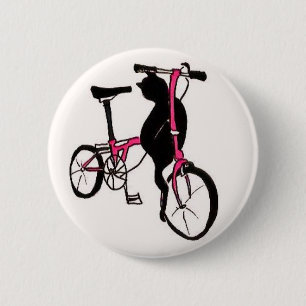 Brompton Black Cat in Pink 6 Cm Round Badge