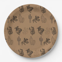 Bronc Cowboys and Cactus Paper Party Plate