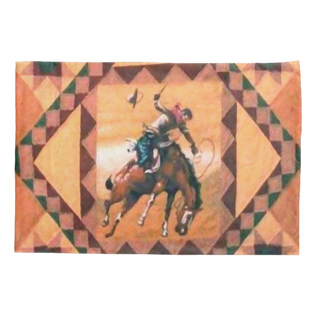 Bronc Rider Western Cowboy Pillowcase (Back)