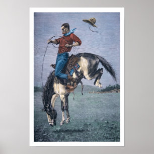 Bronco-Buster (colored engraving) Poster
