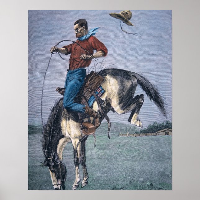 Bronco-Buster (colored engraving) Poster (Front)