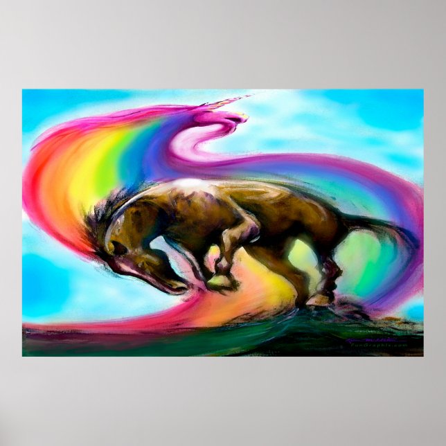Bronco Rainbow Unicorn Poster (Front)