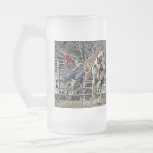 Bronco Rider Frosted Stein