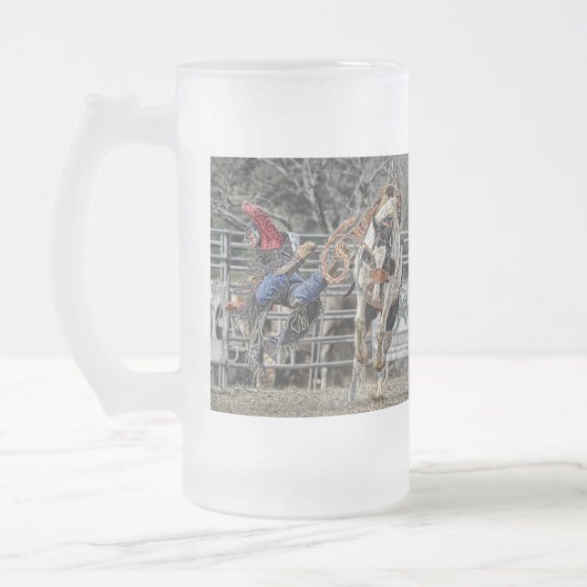 Bronco Rider Frosted Stein (Left)