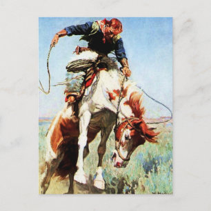 “Bronco Rider” Western Art by W Herbert Dunton Postcard