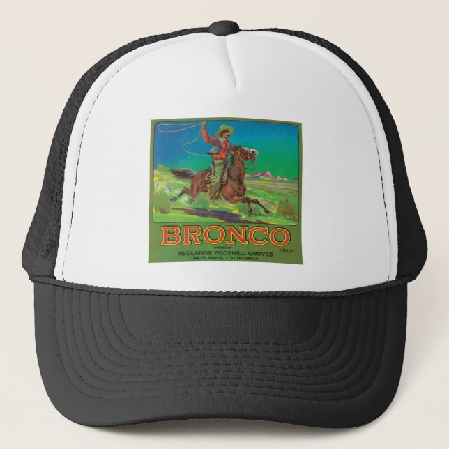 Bronco Vintage Fruit Label Trucker Hat (Front)